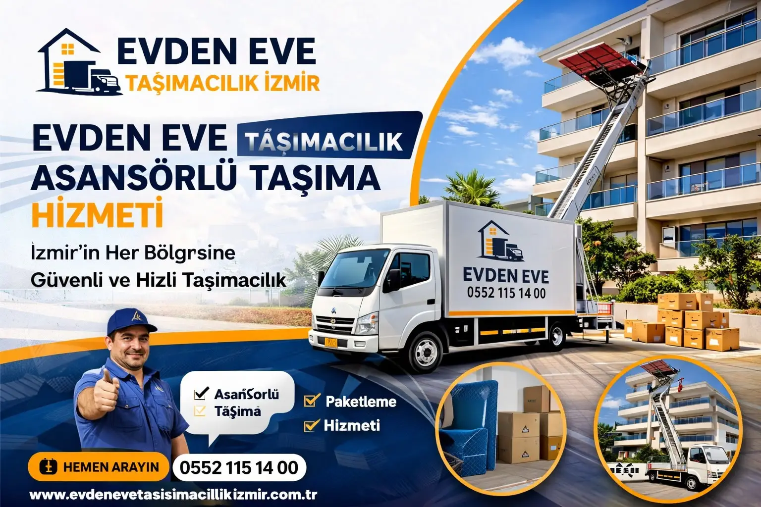 İzmir evden eve nakliyat kendi asansörlerimiz